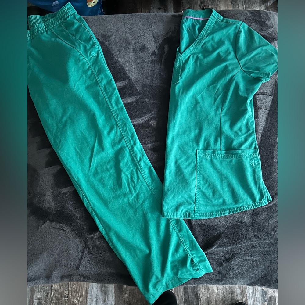 Healing hands purple label hunter green size large scrub set